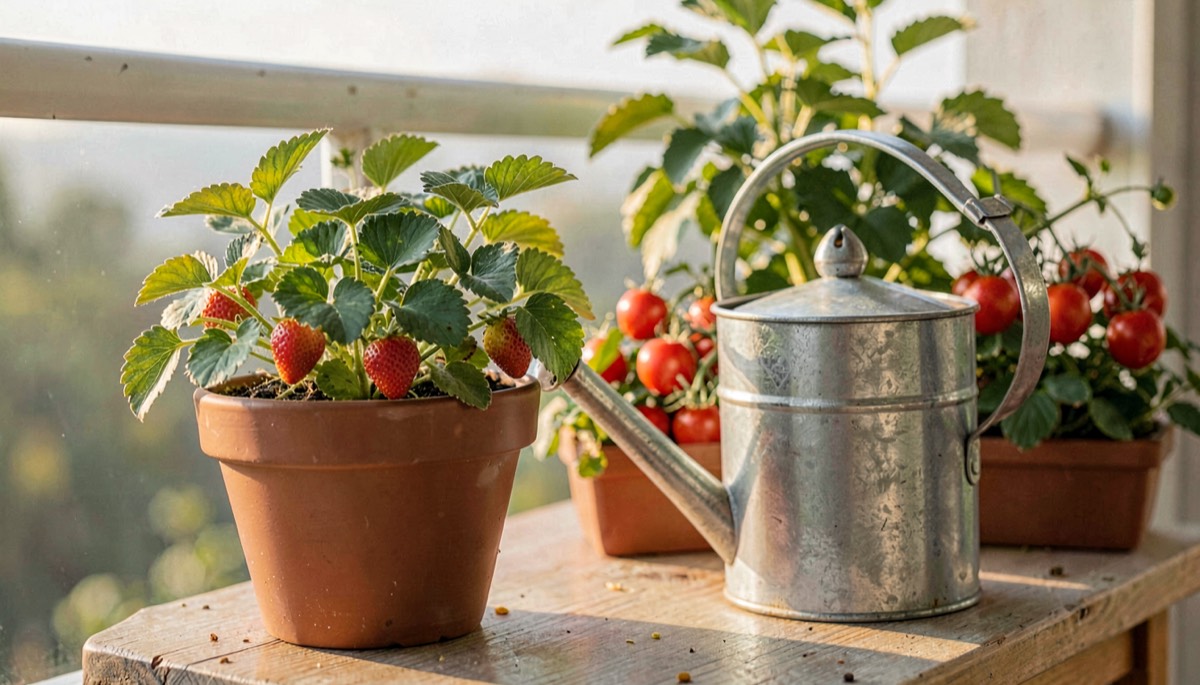 Arrosage et entretien des fraisiers en pot