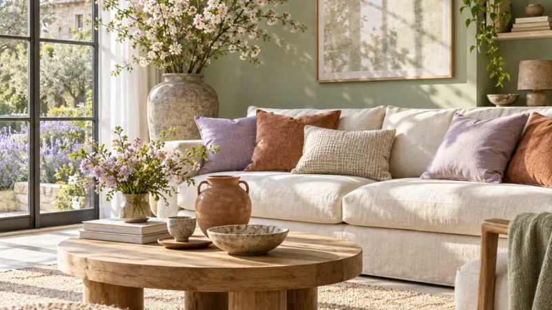 Déco printemps 2026 : 7 tendances couleurs et matériaux