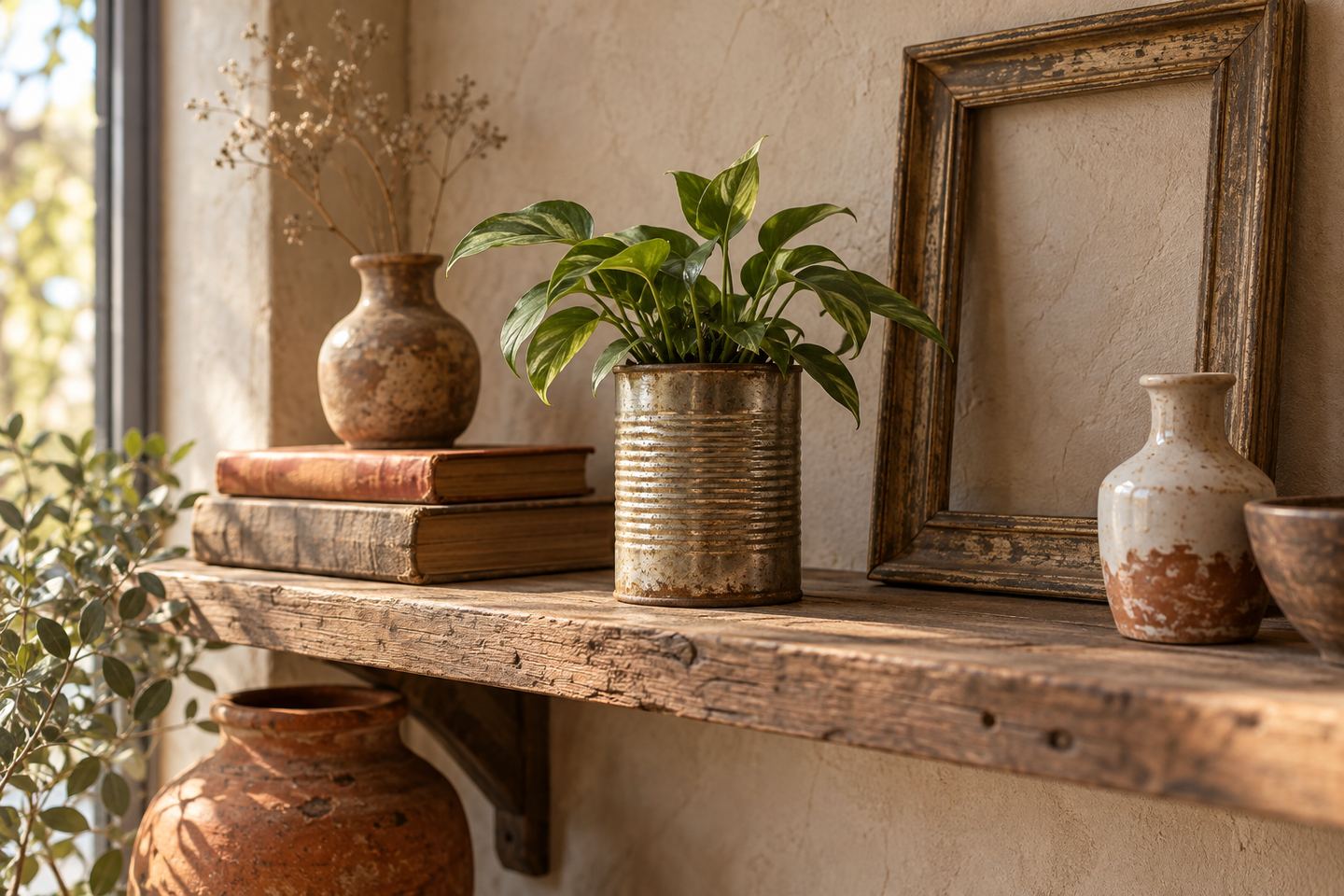 Des objets anciens détournés en décoration, pot de fleurs en boîte de conserve